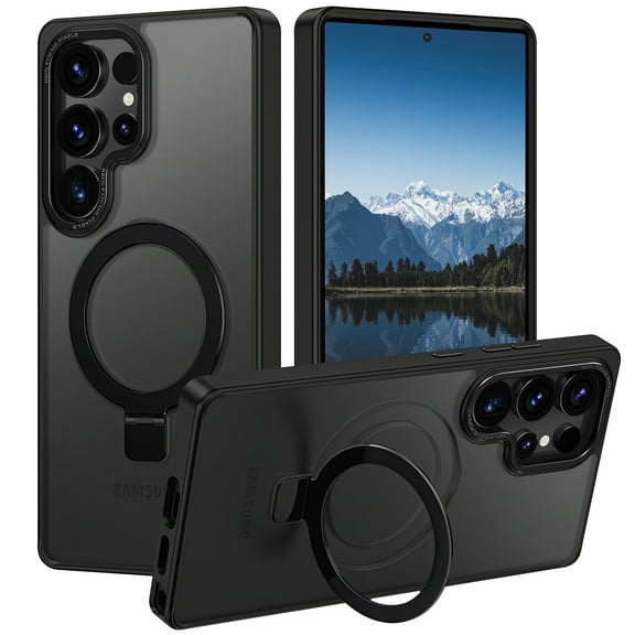 CASEFIV for Samsung Galaxy S25 Ultra Case,with Magnetic Invisible Stand [Military Drop Protection] [Compatible with MagSafe] Shockproof Slim Translucent Anti-Slip,Blue