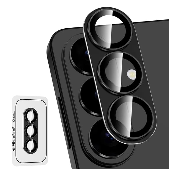 CASEFIV for Samsung Galaxy S26 Camera Lens Protector Tempered Glass Camera Cover,9H Hardness Aluminum Metal Lens Film,Anti-Scratch Strong Stickiness Case Friendly,1 Pack Black