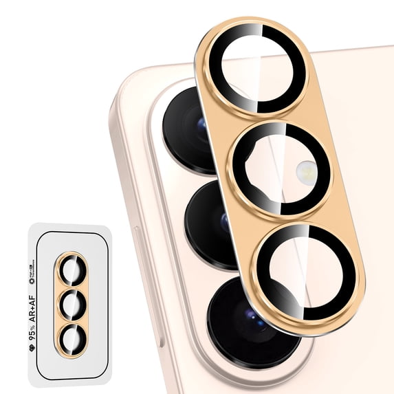 CASEFIV for Samsung Galaxy S26 Plus Camera Lens Protector Tempered Glass Camera Cover,9H Hardness Aluminum Metal Lens Film,Anti-Scratch Strong Stickiness Case Friendly,1 Pack Gold