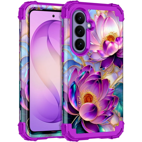 CASEFIV for Samsung Galaxy S26 Plus Case,Glow in The Dark,Shockproof Protection Hard PC Soft Flexible TPU Bumper Drop Protective Protective Phone Cover Case for Galaxy S26 Plus,Purple Flower