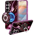 thumbnail image 1 of CASEFIV for Samsung Galaxy S26 Plus Case,[Magnetic Invisible Stand][Military-Grade Drop Protection] Slim Glossy Marble Pattern Back Shockproof Protective Phone Cover,Purple Marble, 1 of 8