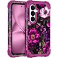 thumbnail image 1 of CASEFIV for Samsung Galaxy S26 Case,Glow in The Dark,Shockproof Protection Hard PC Soft Flexible TPU Bumper Drop Protective Protective Phone Cover Case,Purple Pink Flower, 1 of 7