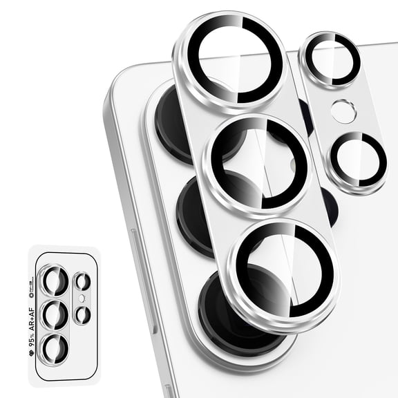 CASEFIV for Samsung Galaxy S26 Ultra Camera Lens Protector Tempered Glass Camera Cover,9H Hardness Aluminum Metal Lens Film,Anti-Scratch Strong Stickiness Case Friendly,1 Pack Silver