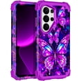 thumbnail image 1 of CASEFIV for Samsung Galaxy S26 Ultra Case,Glow in The Dark,Shockproof Protection Hard PC Soft Flexible TPU Bumper Drop Protective Protective Phone Cover Case for Galaxy S26 Ultra,Purple Butterfly, 1 of 7