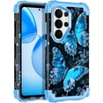 thumbnail image 1 of CASEFIV for Samsung Galaxy S26 Ultra Case,Glow in The Dark,Shockproof Protection Hard PC Soft Flexible TPU Bumper Drop Protective Protective Phone Cover Case for Galaxy S26 Ultra,Blue Butterfly, 1 of 7