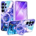 thumbnail image 1 of CASEFIV for Samsung Galaxy S26 Ultra Case,[Magnetic Invisible Stand][Military-Grade Drop Protection] Slim Glossy Marble Pattern Back Shockproof Protective Phone Cover,Purple Marble, 1 of 7