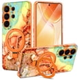 thumbnail image 1 of CASEFIV for Samsung Galaxy S26 Ultra Case,[Magnetic Invisible Stand][Military-Grade Drop Protection] Slim Glossy Marble Pattern Back Shockproof Protective Phone Cover,Orange Marble, 1 of 7