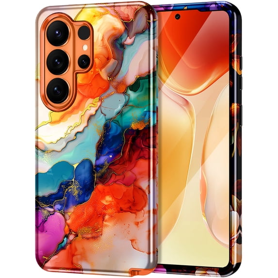 CASEFIV for Samsung Galaxy S26 Ultra Case,Marble Pattern Design Slim Rugged Shockproof Protective Anti-Scratch Phone Cover for Women Men Girls,Purple Blue Marble