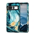 thumbnail image 1 of CASEFIV for Google Pixel 7 Pro Case,Marble Pattern Heavy Duty Shockproof Full Body Protective Phone Cover for Women Girls,Blue, 1 of 8