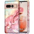 thumbnail image 1 of CASEFIV for Google Pixel 7 Pro Case,Marble Pattern Heavy Duty Shockproof Full Body Protective Phone Cover for Women Girls,Rose Gold, 1 of 8