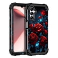 thumbnail image 1 of CASEFIV for Samaung Galaxy A15 5G Case,Glow in The Dark Three Layer Heavy Duty Shockproof Protective Case,Red Flower, 1 of 8