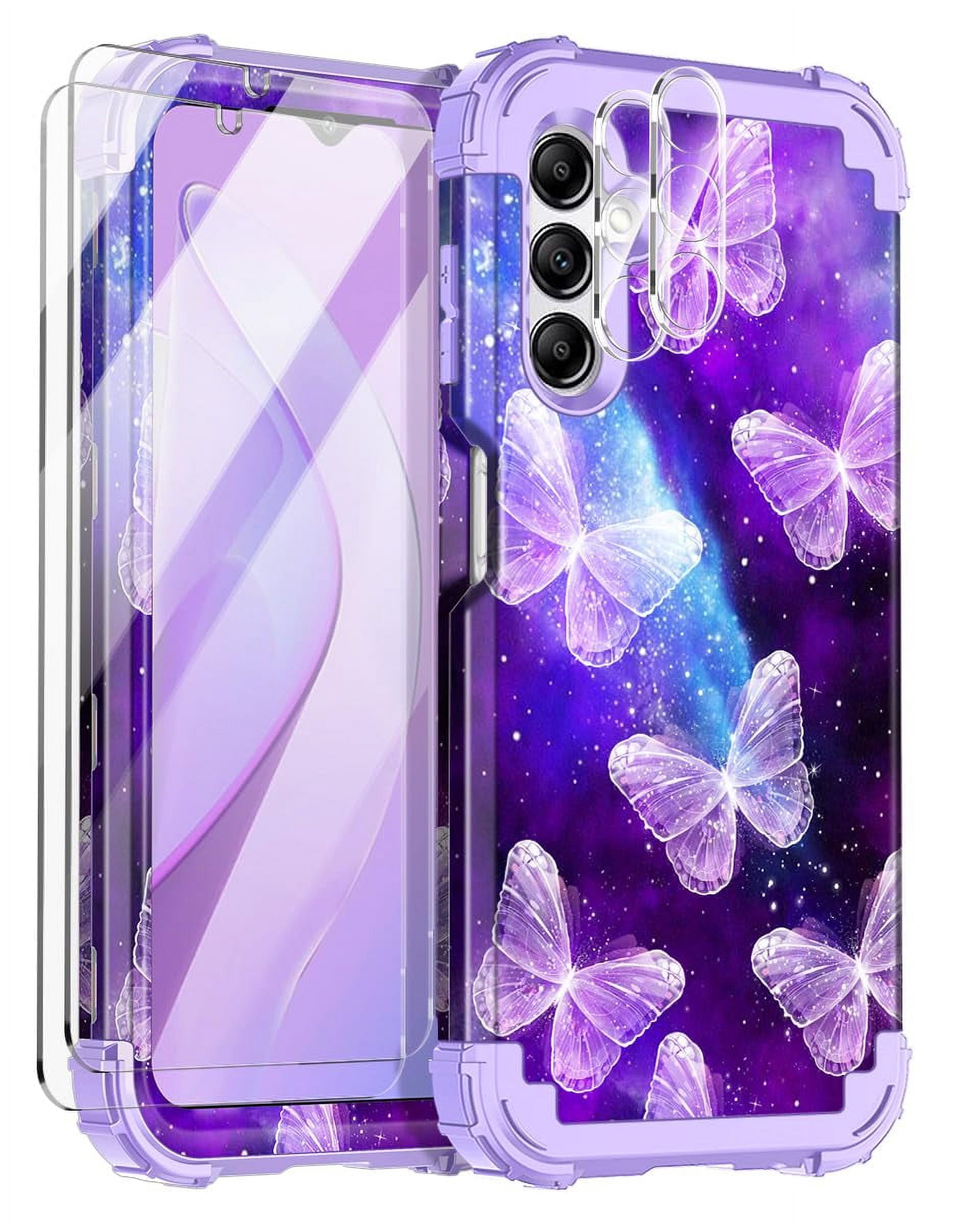 CASEFIV for Samsung Galaxy A15 5G Case,Heavy Duty Sturdy Shockproof Full Body Protection Rugged Hard PC+Soft TPU Bumper Case,Butterfly