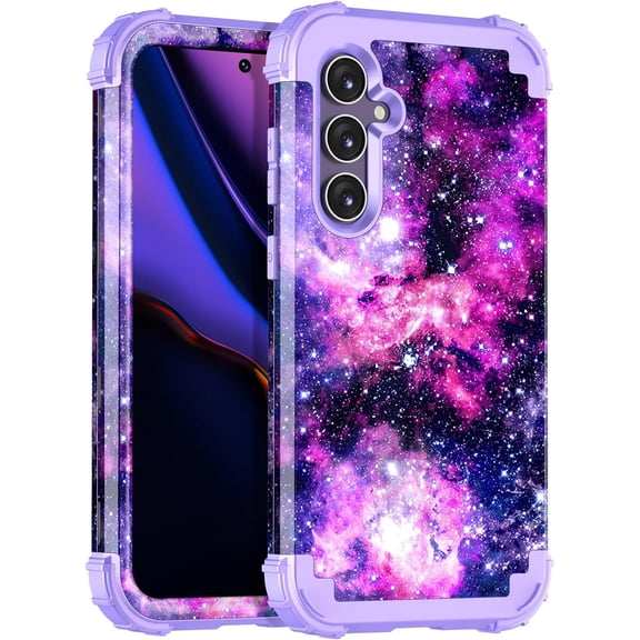 CASEFIV for Samsung Galaxy S23 FE 5G Case,Glow in The Dark Heavy Duty Shockproof Full Body Protection Protective Case,Purple