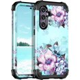 thumbnail image 1 of CASEFIV for Samsung Galaxy S23 FE 5G Case,Heavy Duty Sturdy Shockproof Protection Rugged Phone Cover,Blue Flower, 1 of 7