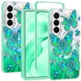thumbnail image 1 of CASEFIV for Samsung Galaxy S26 Plus Case,Cute Butterfly Pattern Magnetic Phone Cover Translucent Slim Protective Case for Women Girls,Green Butterfly, 1 of 7