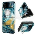 thumbnail image 1 of CASEFIV for Samsung Galaxy Z Flip 4 Case,with 360° Ring Holder Kickstand Bling Glitter Rugged Protective Women Men Cover,Ocean, 1 of 8