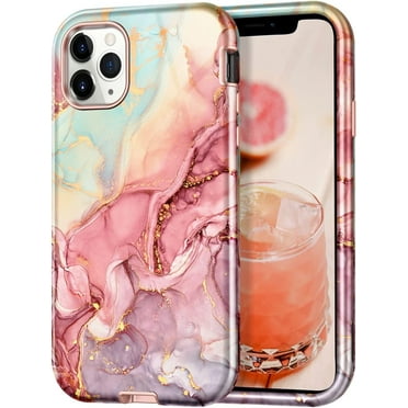 CASEFIV for iPhone 11 Pro Max Case,Heavy Duty Shockproof Full Body Protective Women Girls Marble Pattern Phone Cover for iPhone 11 Pro Max,Rose Gold
