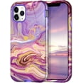 thumbnail image 1 of CASEFIV for iPhone 11 Pro Max Case,Marble Heavy Duty Shockproof Full Body Protective Women Girls Phone Cover,Drift Sand/Purple, 1 of 8