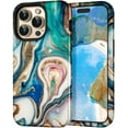 thumbnail image 1 of CASEFIV for iPhone 14 Pro Case,Marble Stylish Heavy Duty Shockproof Full Body Protection Phone Covers for Women Girls,Blue/Drift Sand, 1 of 8