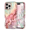 thumbnail image 1 of CASEFIV for iPhone 16 Pro Case,Marble Pattern 3 in 1 Heavy Duty Shockproof Rugged Hard PC+Soft Silicone Drop Protective Girls Women Cover,Rose Gold, 1 of 7