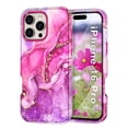 thumbnail image 1 of CASEFIV for iPhone 16 Pro Case,Marble Pattern 3 in 1 Heavy Duty Shockproof Rugged Hard PC+Soft Silicone Drop Protective Girls Women Cover,Rose Red, 1 of 6