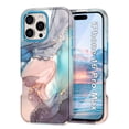 thumbnail image 1 of CASEFIV for iPhone 16 Pro Max Case,Marble Pattern 3 in 1 Heavy Duty Shockproof Rugged Hard PC+Soft Silicone Drop Protective Girls Women Cover,Blue, 1 of 6