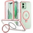 thumbnail image 1 of CASEFIV for iPhone 11 Case with Magnetic Invisible Stand [Compatible with MagSafe] Built-in Screen Protector Military Drop Protection Shockproof Slim Translucent Case Cover, Pink, 1 of 7