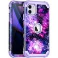 thumbnail image 1 of CASEFIV for iPhone 11 Case,Shiny in The Dark Three Layer Heavy Duty Shockproof Protection Hard Plastic Bumper +Soft Silicone Rubber Protective Case 6.1 inch,Shiny Purple, 1 of 6