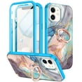 thumbnail image 1 of CASEFIV for iPhone 12/iPhone 12 Pro Case 6.1 Inch,Built-in Screen Protector with 360° Ring Holder Kickstand,Full Body Dual Layer Rugged Shockproof Protective Case,Blue, 1 of 8