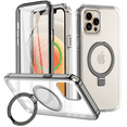 thumbnail image 1 of CASEFIV for iPhone 13 Pro Case with Magnetic Invisible Stand [Compatible with MagSafe] Built-in Screen Protector Military Drop Protection Shockproof Slim Translucent Case Cover, Black, 1 of 7