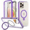 thumbnail image 1 of CASEFIV for iPhone 13 Pro Max Case with Magnetic Invisible Stand [Compatible with MagSafe] Built-in Screen Protector Military Drop Protection Shockproof Slim Translucent Case Cover, Purple, 1 of 7
