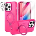 thumbnail image 1 of CASEFIV for iPhone 13 Pro Max Case,with Magnetic Invisible Stand [Military Drop Protection] [Compatible with MagSafe] [2 Screen Protector+2 Lens Protector] Shockproof Slim Anti-Slip Case,Rose Red, 1 of 8