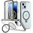 thumbnail image 1 of CASEFIV for iPhone 14 Case, iPhone 13 Case with Magnetic Invisible Stand [Compatible with MagSafe] Built-in Screen Protector Military Drop Protection Shockproof Slim Translucent Case Cover, Black, 1 of 6