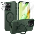 thumbnail image 1 of CASEFIV for iPhone 14 Pro Case,with Magnetic Invisible Stand [Military Drop Protection] [Compatible with MagSafe] Shockproof Slim Anti-Slip with 2 Screen Protector+ 2 Lens Protector,Green, 1 of 8