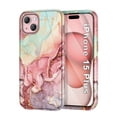 thumbnail image 1 of CASEFIV for iPhone 15 Plus Case 6.7 inch (2023), Marble Pattern 3 in 1 Heavy Duty Full Body Shockproof Hard PC+Soft Silicone Drop Protective Phone Cover for Women Girls,Rose Gold, 1 of 8