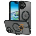 thumbnail image 1 of CASEFIV for iPhone 16 Plus Case,360° Rotatable Ring Holder Kickstand,Compatible with Magsafe, Slim Shockproof Translucent Matte Hard Back Soft Edge Anti-Fingerprint,Black, 1 of 1