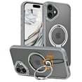 thumbnail image 1 of CASEFIV for iPhone 16 Plus Case,360° Rotatable Ring Holder Kickstand,Compatible with Magsafe, Slim Shockproof Translucent Matte Hard Back Soft Edge Anti-Fingerprint,Gray, 1 of 8