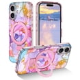 thumbnail image 1 of CASEFIV for iPhone 16 Plus Case,with Magnetic Invisible Ring Stand [Compatible with MagSafe],Full Body Rugged Slim Women Men Girl Shockproof Marble Pattern Design Case,Rose Gold, 1 of 8