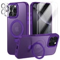 thumbnail image 1 of CASEFIV for iPhone 16 Pro Max Case,Compatible with MagSafe,with Magnetic Invisible StandShockproof Slim Translucent Case with 2 Screen Protector + 2 Lens Protector,Purple, 1 of 8