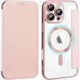 thumbnail image 1 of CASEFIV for iPhone 16 Pro Max Case,Compatible with Magsafe,Slim Fit Flip Protective PU Leather Wallet Case with RFID Blocking Card Slot Build-in Len Protector,Pink, 1 of 7