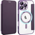 thumbnail image 1 of CASEFIV for iPhone 16 Pro Max Case,Compatible with Magsafe,Slim Fit Flip Protective PU Leather Wallet Case with RFID Blocking Card Slot Build-in Len Protector,Purple, 1 of 7