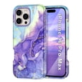 thumbnail image 1 of CASEFIV for iPhone 16 Pro Max Case,Marble Pattern 3 in 1 Heavy Duty Shockproof Rugged Hard PC+Soft Silicone Drop Protective Girls Women Cover,Light Purple, 1 of 6