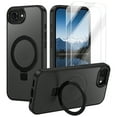 thumbnail image 1 of CASEFIV for iPhone 16e Case,with Magnetic Invisible Stand [Military Drop Protection] [Compatible with MagSafe] Shockproof Slim Translucent Anti-Slip,Black, 1 of 8