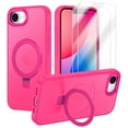 thumbnail image 1 of CASEFIV for iPhone 16e Case,with Magnetic Invisible Stand [Military Drop Protection] [Compatible with MagSafe] Shockproof Slim Translucent Anti-Slip,Rose Red, 1 of 8