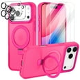 thumbnail image 1 of CASEFIV for iPhone 17 Pro Case,with Magnetic Invisible Stand [Military Drop Protection] [Compatible with Mag-Safe] Shockproof Slim Translucent Case with 2 Screen Protector+2 Lens Protector,Rose Red, 1 of 8