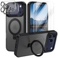 thumbnail image 1 of CASEFIV for iPhone 17 Pro Max Case,with Magnetic Invisible Stand [Compatible with Mag-Safe] Shockproof Slim Translucent Case with 2 Screen Protector+2 Lens Protector,Black, 1 of 7