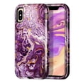 thumbnail image 1 of CASEFIV for iPhone Xs Max Case,Marble Pattern 3 in 1 Heavy Duty Shockproof Full Body Rugged Hard PC+Soft Silicone Drop Protective Phone Cover for Women Girls,Deep Purple, 1 of 8