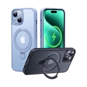 CASEKOO Designed for iPhone 15 Case with Magnetic Invisible Stand [Military Drop Protection] [Compatible with MagSafe] Shockproof Slim Translucent Matte Case 6.1 Inch, Light Blue