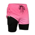 thumbnail image 1 of CASELAND Men's 2 in 1 Quick Dry Running Shorts Gym Athletic Workout Shorts for Men Swim trunks with Compression Liner, Watermelon Red XL, 1 of 8