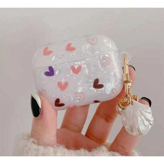 CASELIX AirPods Case Cover with Pearl Shell Keychain for Apple AirPods 1 & 2 Full Protective AirPods Accessories Skin Cover for Women Girl with AirPods Wireless Charging Case [Front LED Visible]